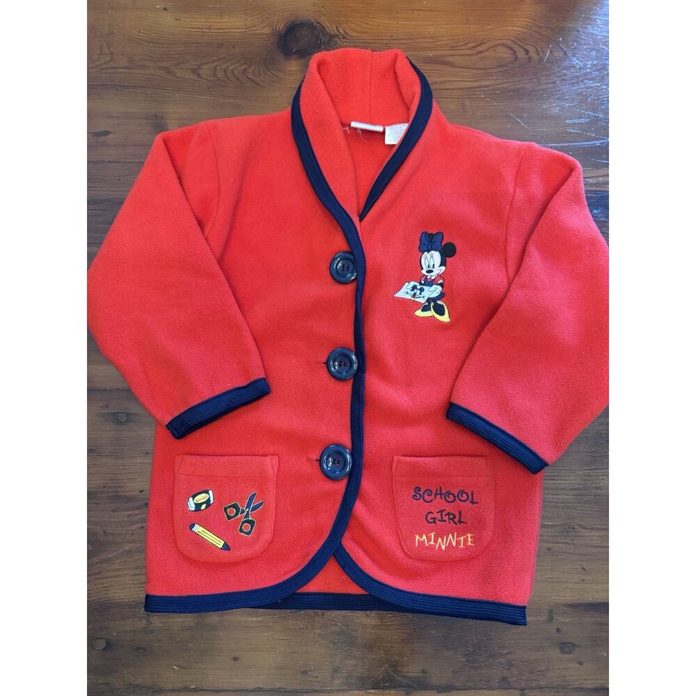Disney Minnie Mouse Red School Girl Fleece Jacket Vintage Sz 8